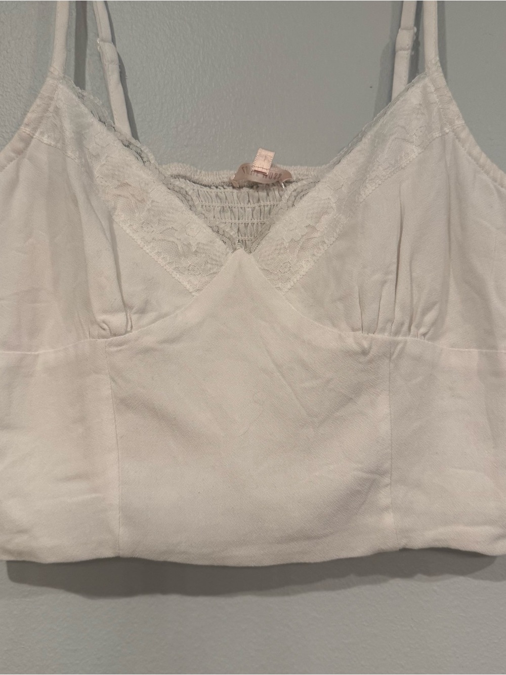 Women's Lace Trim White Camisole Bralette - Picture 2 of 5